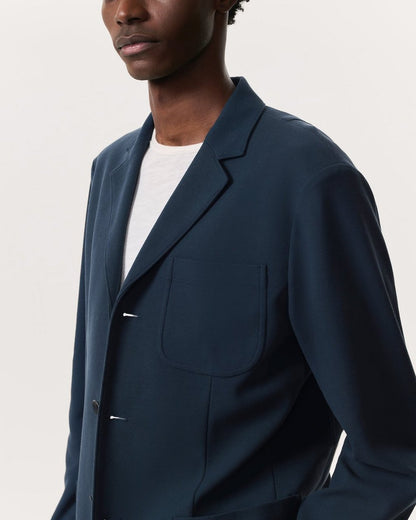 Achilles Italian Cotton-Blend Knit Blazer - Ink Blue