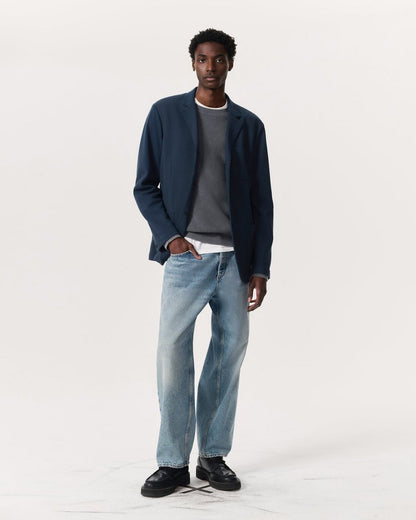 Achilles Italian Cotton-Blend Knit Blazer - Ink Blue