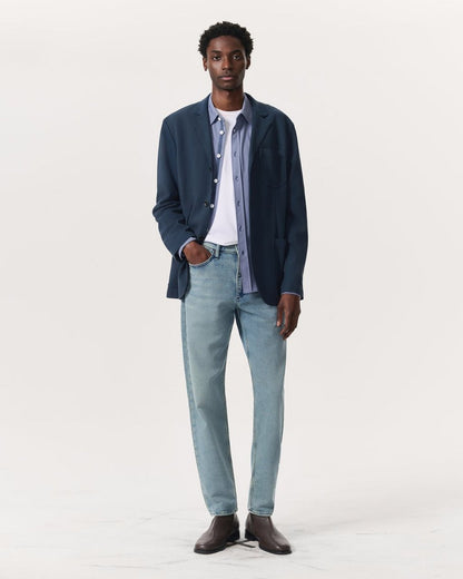 Achilles Italian Cotton-Blend Knit Blazer - Ink Blue