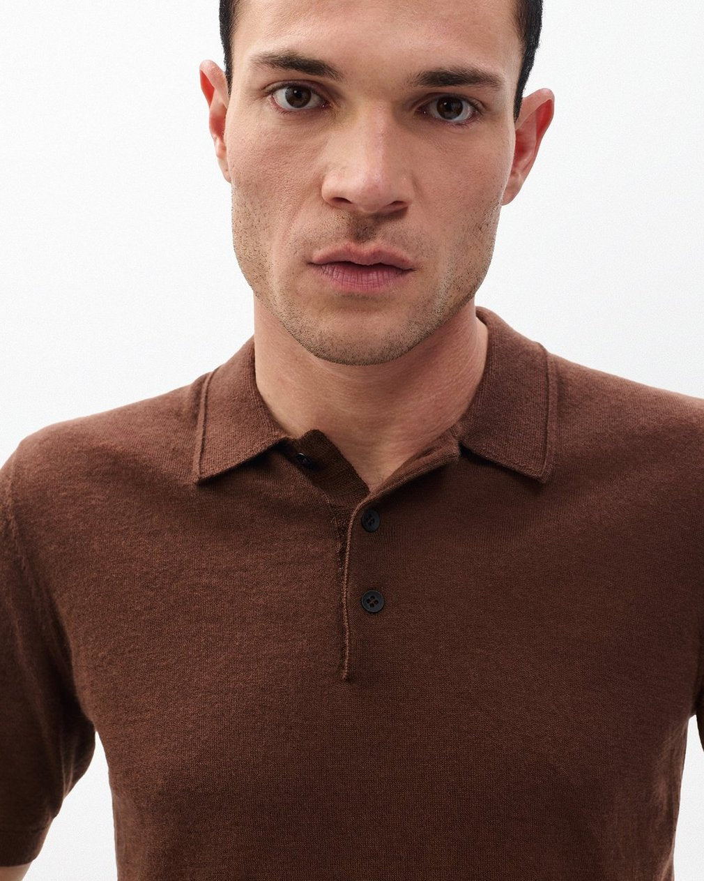 Downing Lightweight Cashmere Polo - Brown