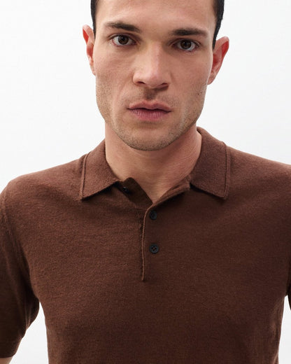 Downing Lightweight Cashmere Polo - Brown
