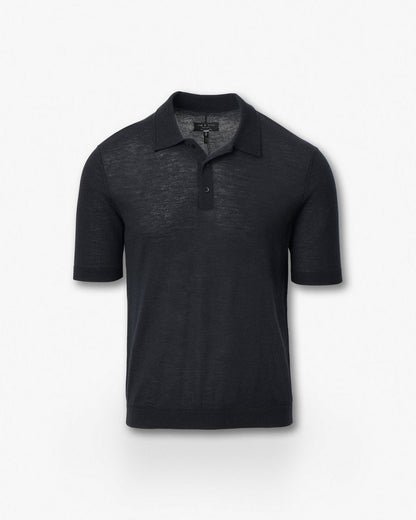 Downing Lightweight Cashmere Polo - Black