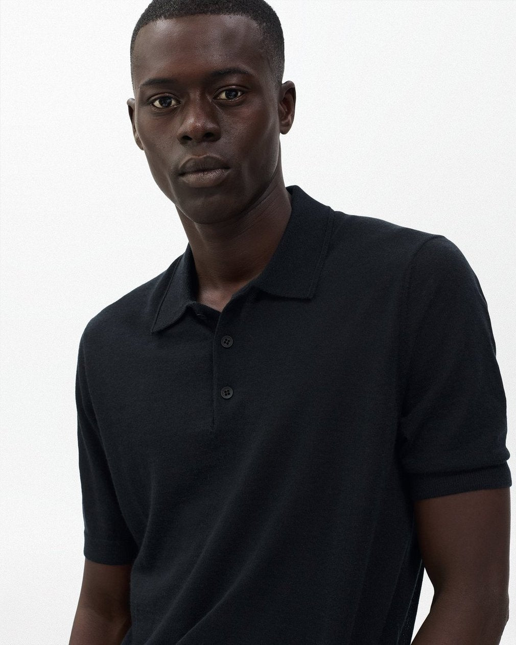 Downing Lightweight Cashmere Polo - Black