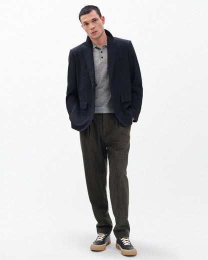 Downing Lightweight Cashmere Polo - Heather Grey