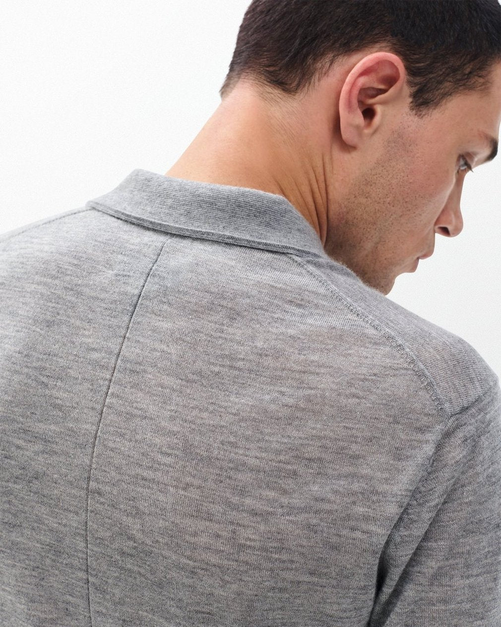 Downing Lightweight Cashmere Polo - Heather Grey