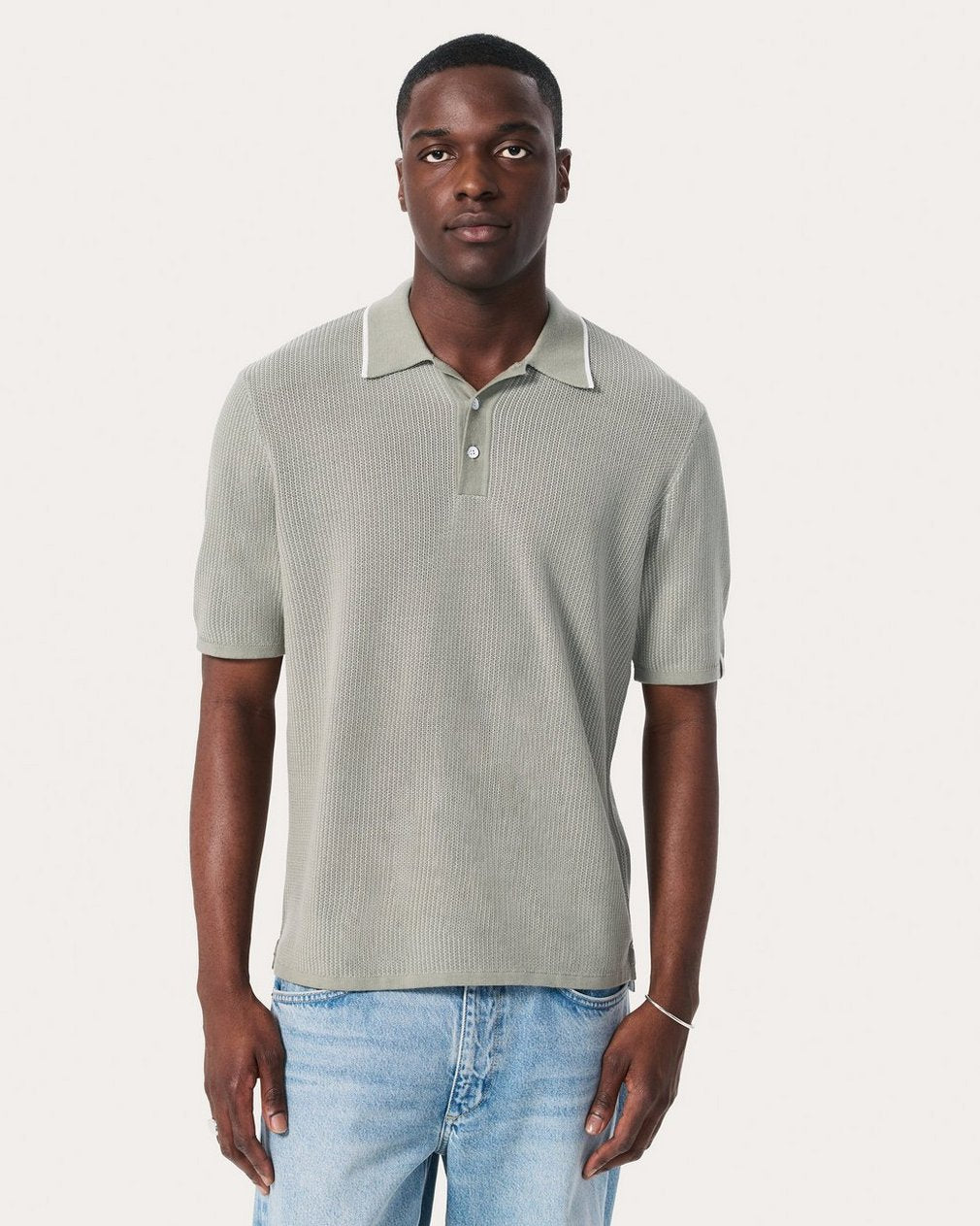 Harvey Knit Polo Shirt - Leaf Grey