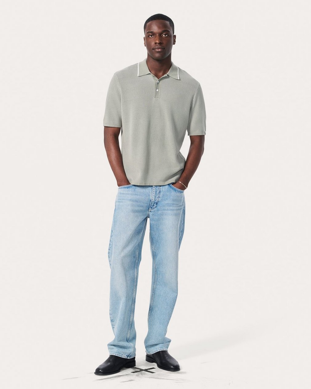 Harvey Knit Polo Shirt - Leaf Grey
