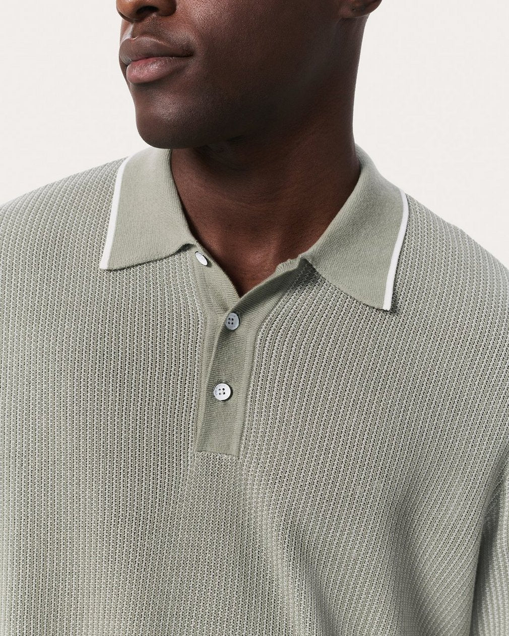 Harvey Knit Polo Shirt - Leaf Grey