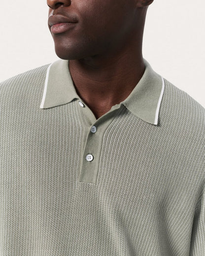 Harvey Knit Polo Shirt - Leaf Grey