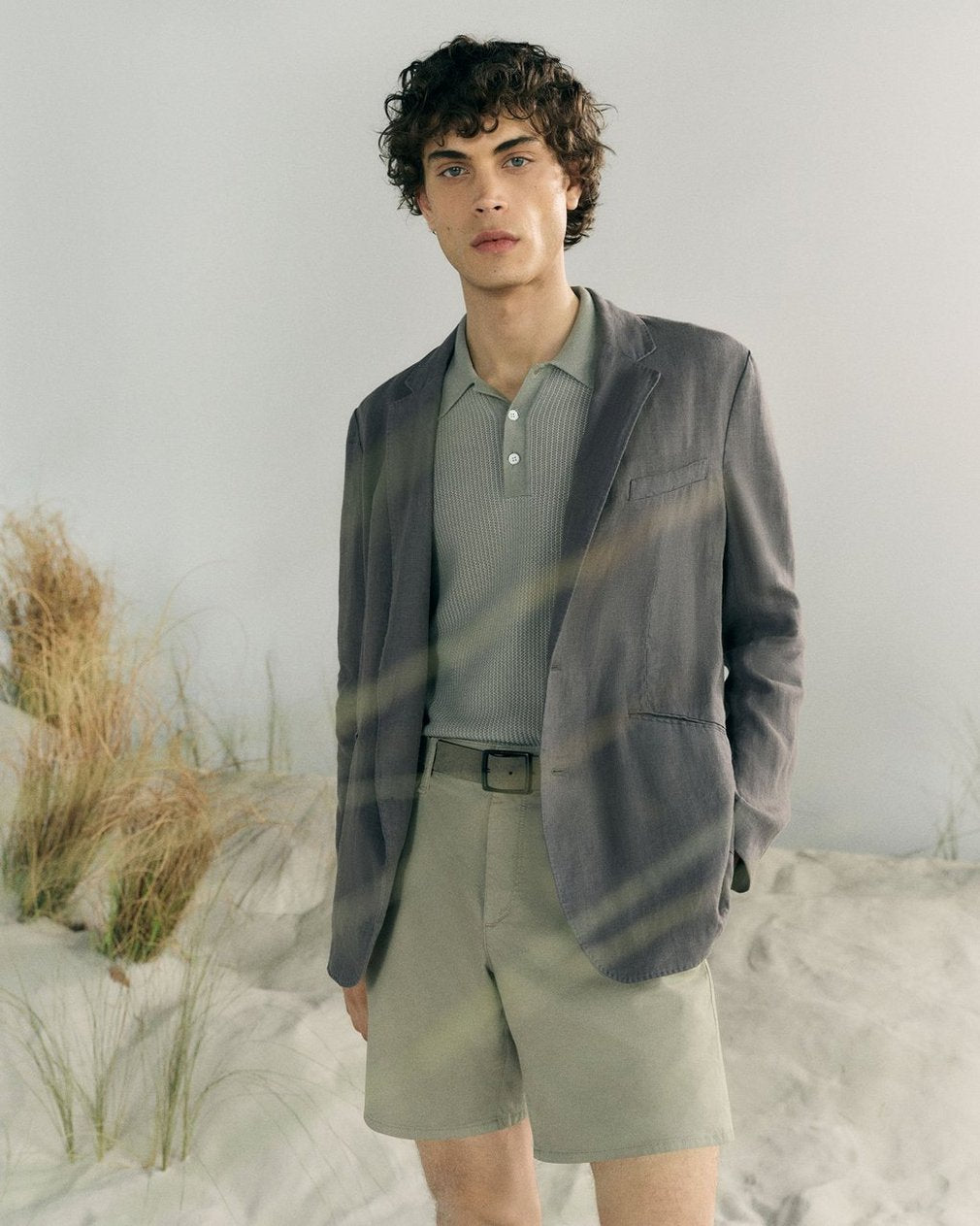 Harvey Knit Polo Shirt - Leaf Grey