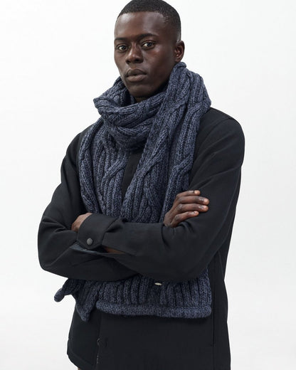 Cable-Knit Scarf - Navy Multi