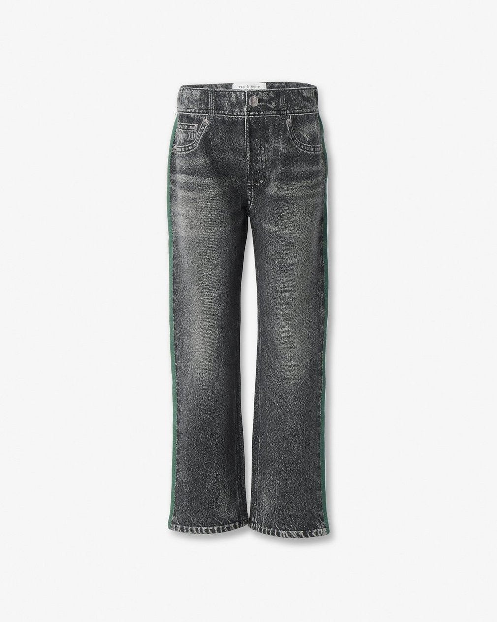 Mini Miramar Track Pants - Washed Black with Green & White Stripe